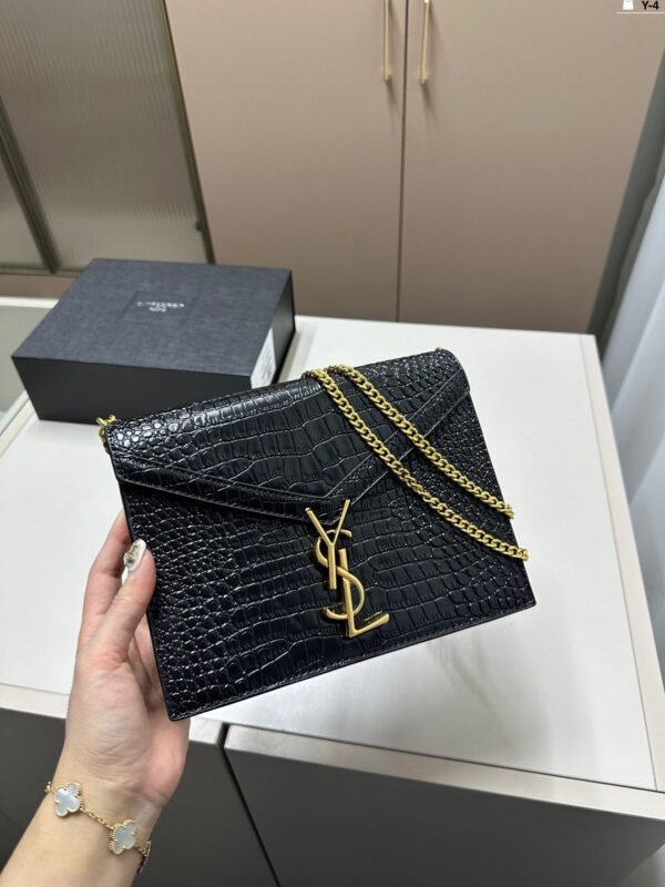 YSL Kate Small Black Croc Embossed Leather – Borsa
