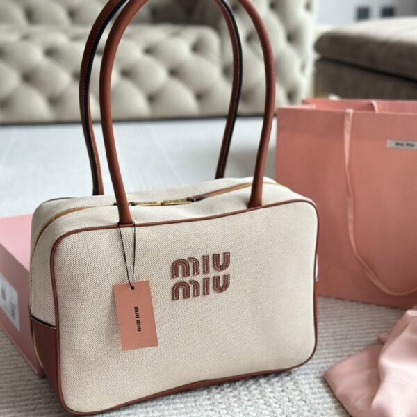 MIU Bowling Bag Beige Canvas - Bag