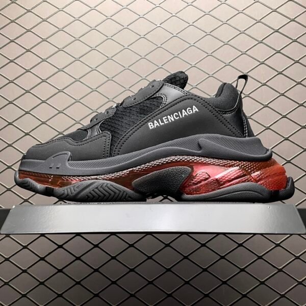 BAL Triple S Clear Sole Black/Red - Sneakers