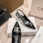 CEL Triomphe Slingback Pumps Black Leather – Scarpe con tacco