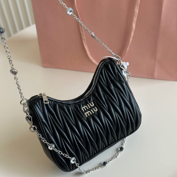 MIU Wander Matelassé Black Leather - Bag