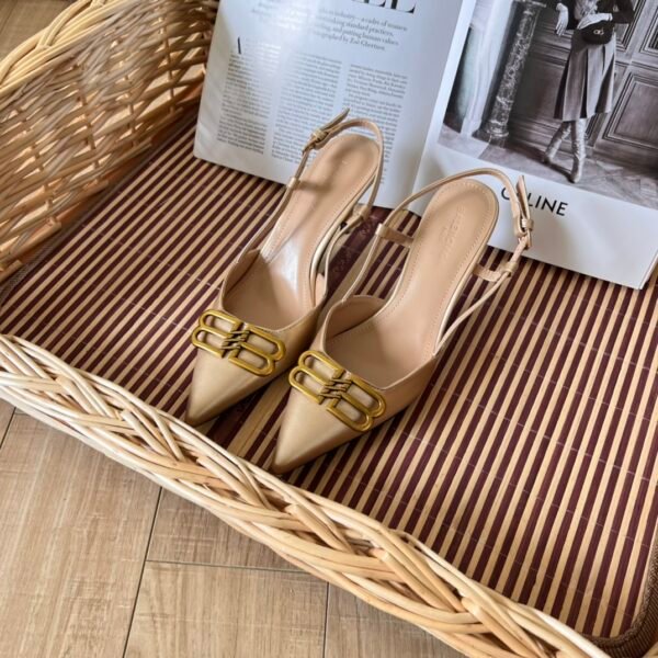 BAL Knife Slingback Pumps Beige Leather - Heels