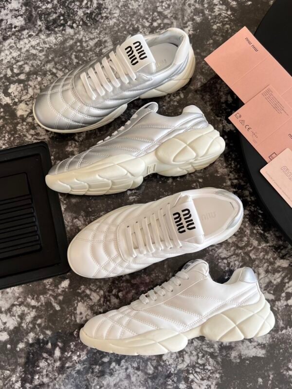 MIU Quilted Sneakers White/Silver – Sneaker