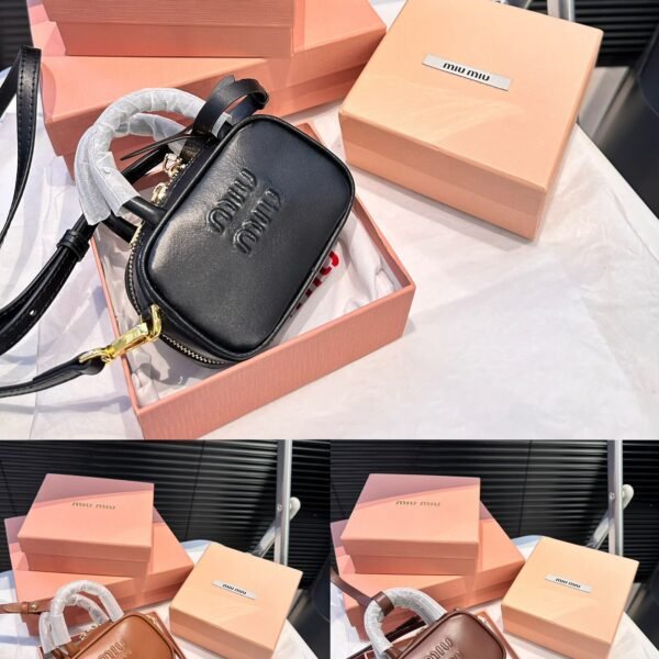 MIU Wander Matelassé Black/Brown Leather - Bag