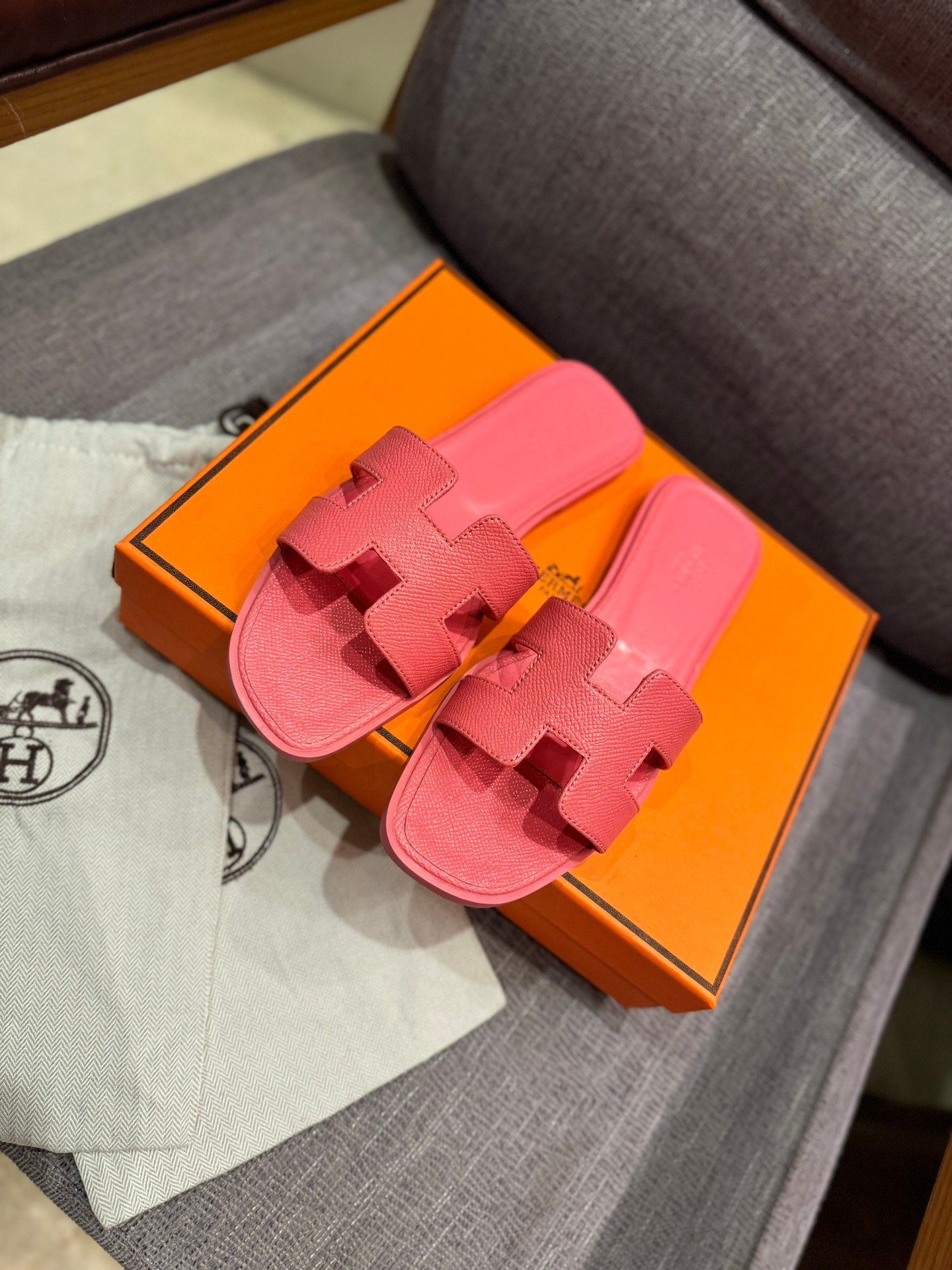 HM Oran Sandals Pink Leather - Slides - Image 2