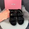 MIU Woven Velcro Sandals Black - Sandals