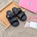 MIU Nappa Leather Slides – Slides – Red