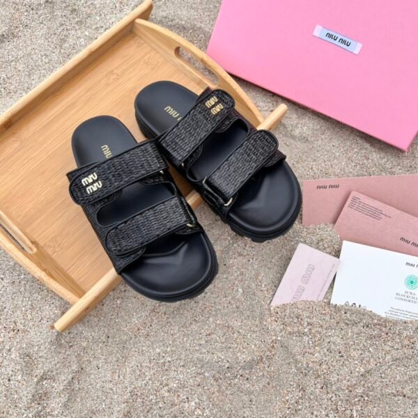 MIU Nappa Leather Slides - Slides