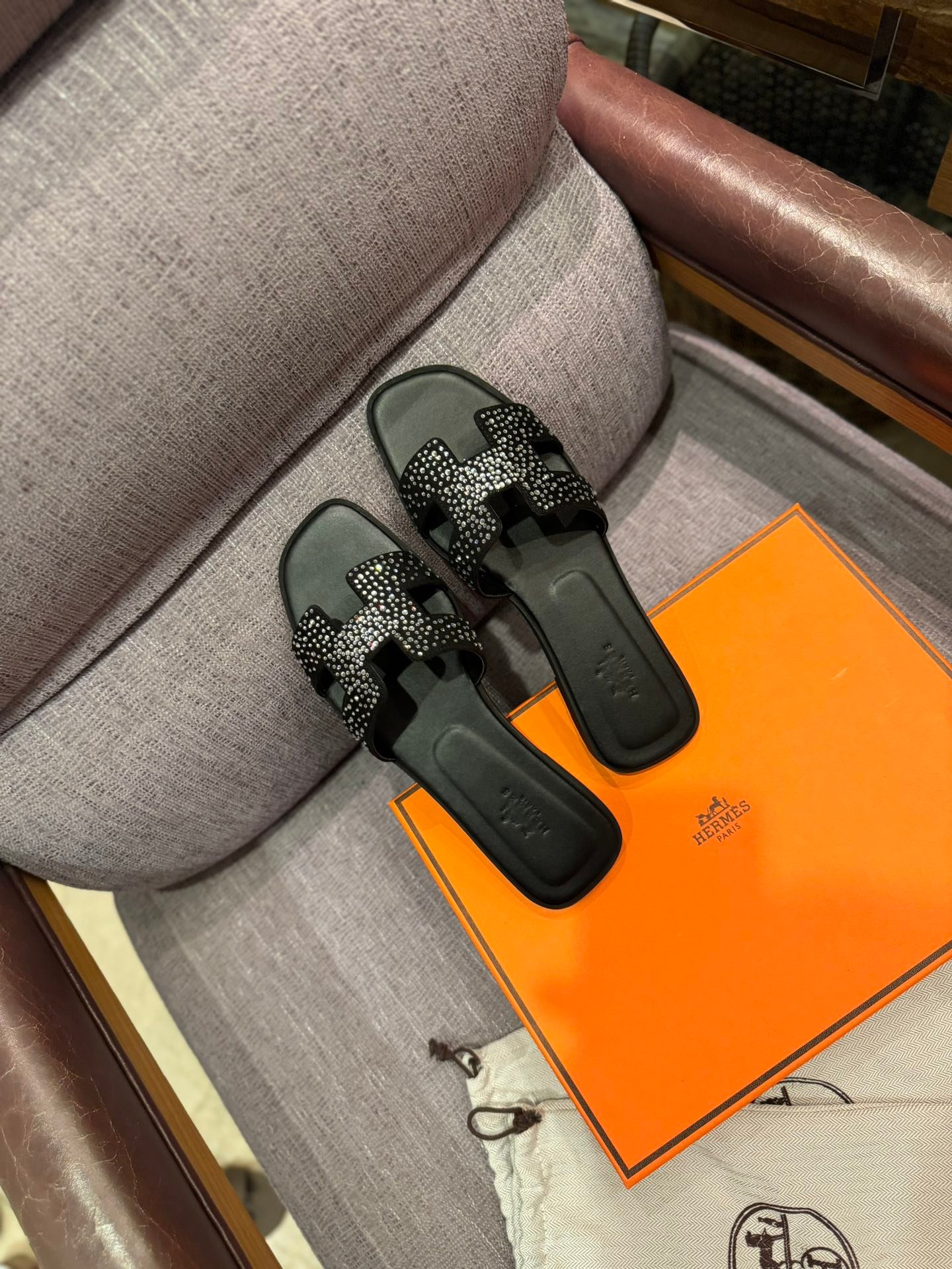 HM Oran Sandals Black Studded Leather - Slides - Image 2