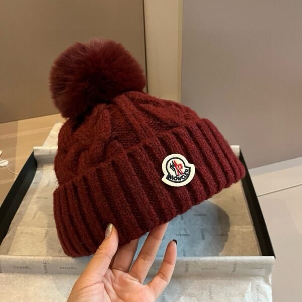 MCL Pom Pom Beanie Burgundy Knit - Hat