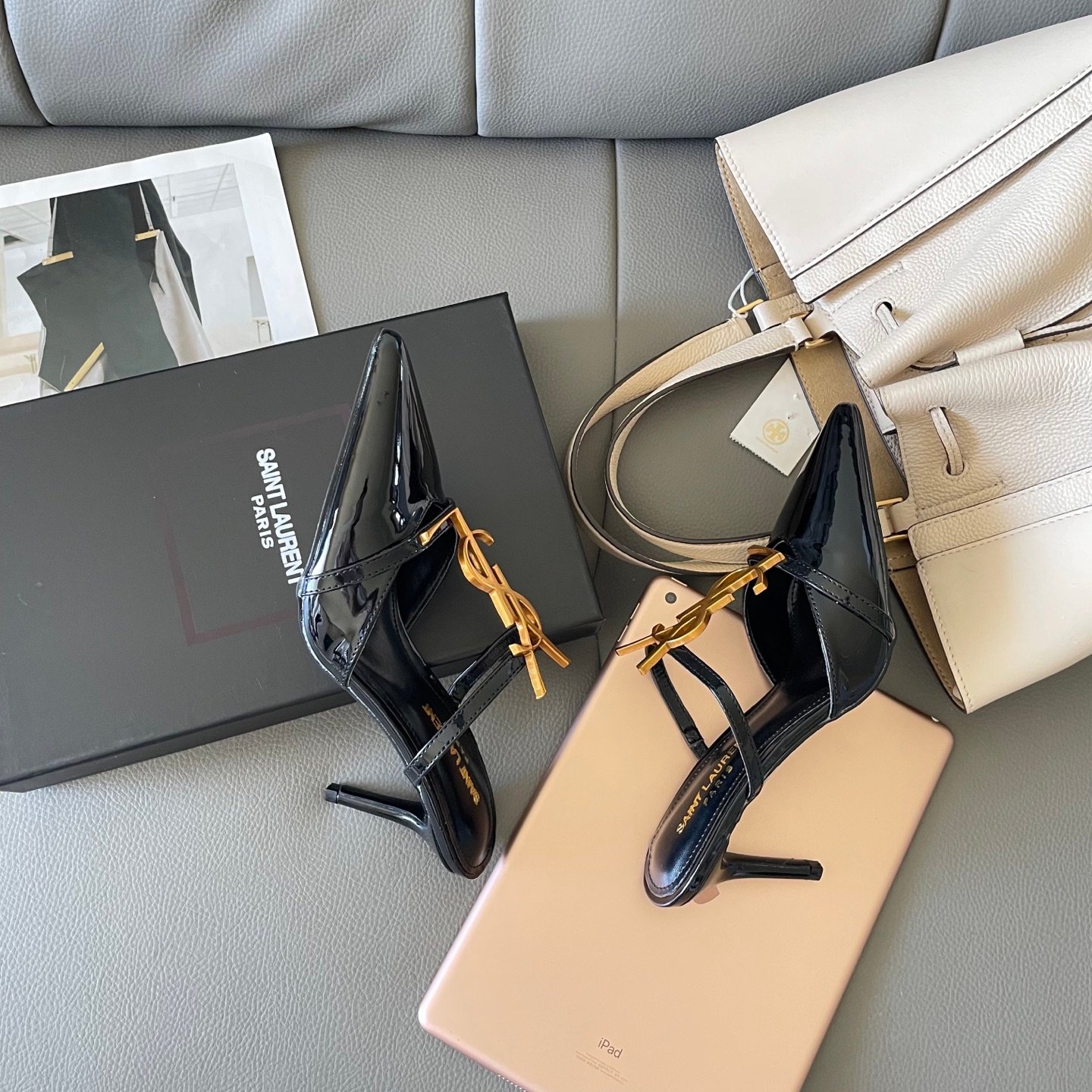 YSL Opyum Sandals Black Patent Leather - Heels - Image 9