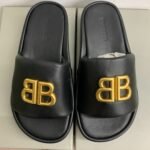 BAL Pool Slide Sandals Black Leather – Slide