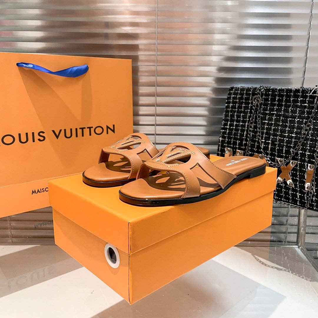 LV Paseo Flat Comfort Mule Tan Leather - Slides - Image 3