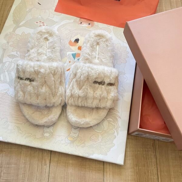 MIU Faux Fur Slides - Slides