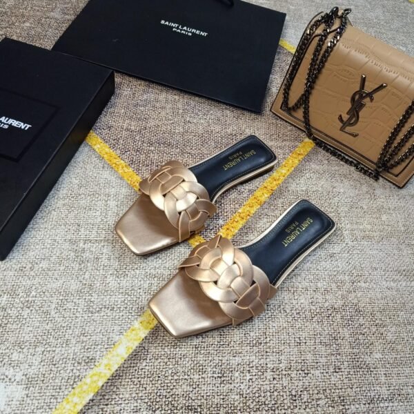 YSL Nu Pieds 05 Gold Leather - Sandals