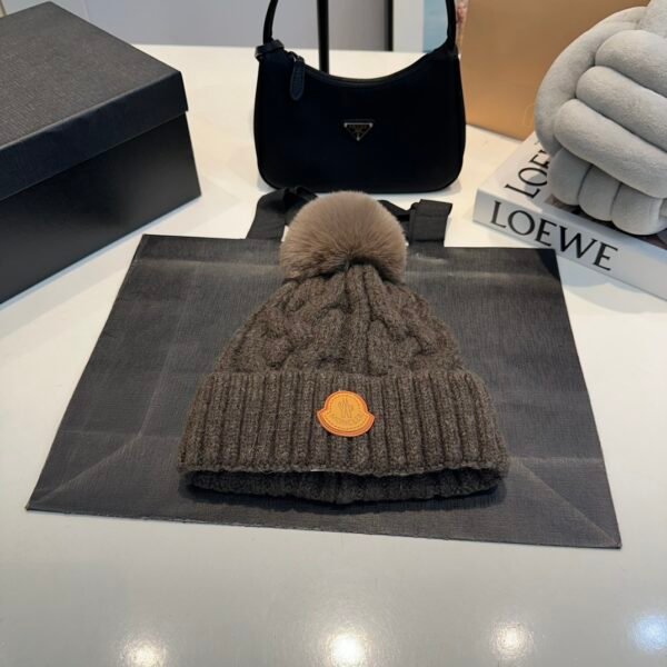 MCL Cable Knit Beanie Brown Wool - Hat