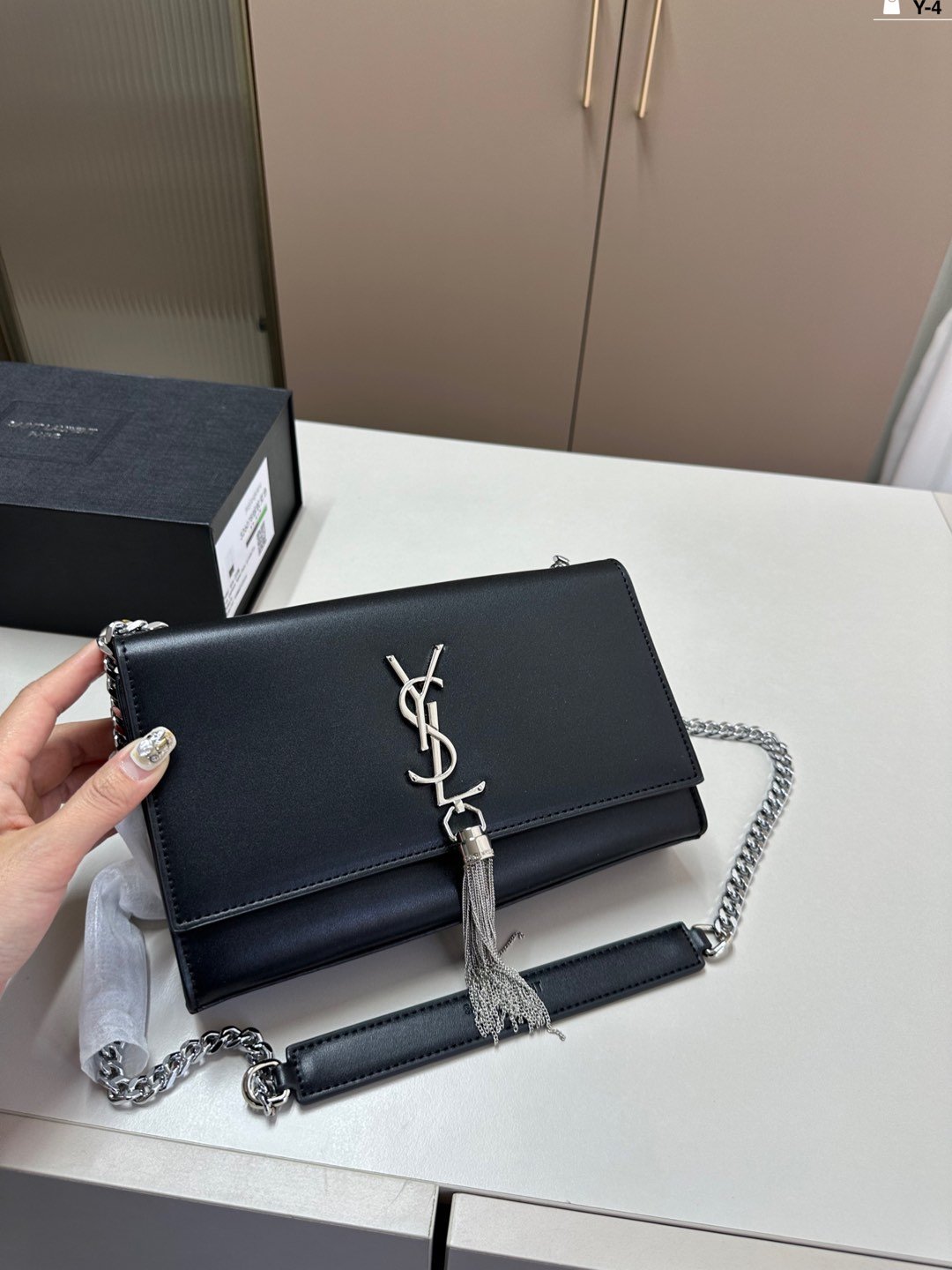 YSL Kate Tassel White/Black Leather - Bag - Image 2