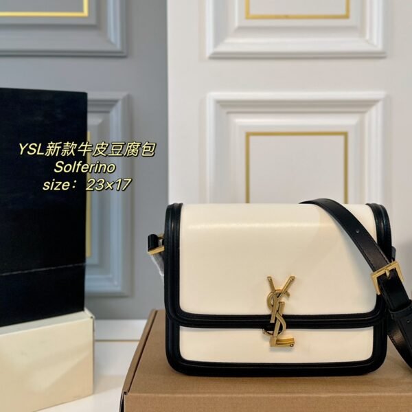 YSL Solferino Small White/Black Leather - Bag