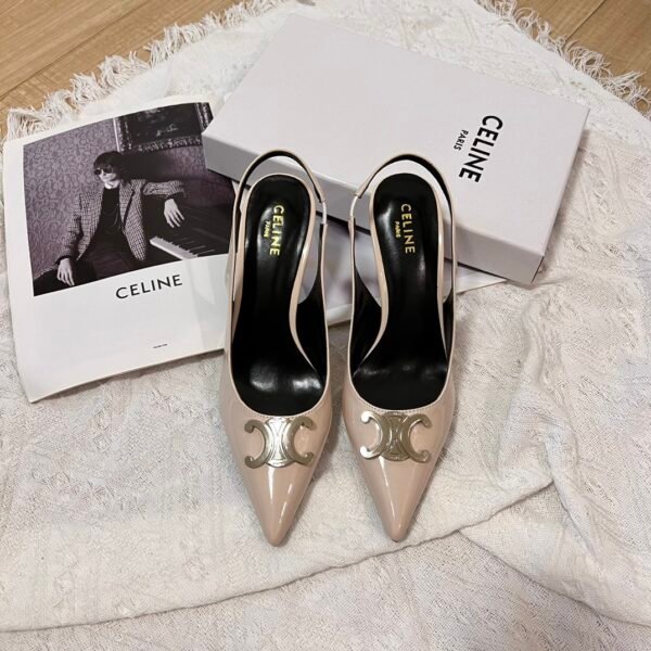 CEL Triomphe Slingback Pumps Beige Patent Leather - Heels