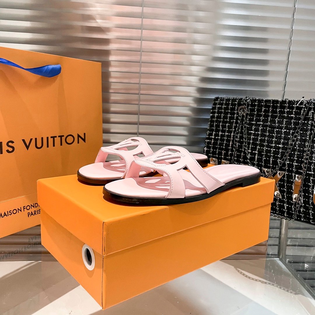 LV Paseo Flat Comfort Mule Pink Leather - Slides - Image 3