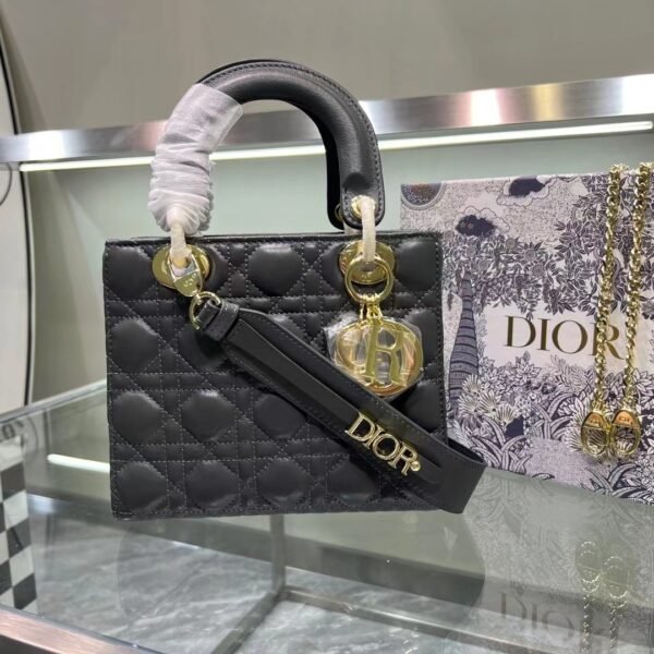 CD Lady CD Small Black Cannage Leather - Bag