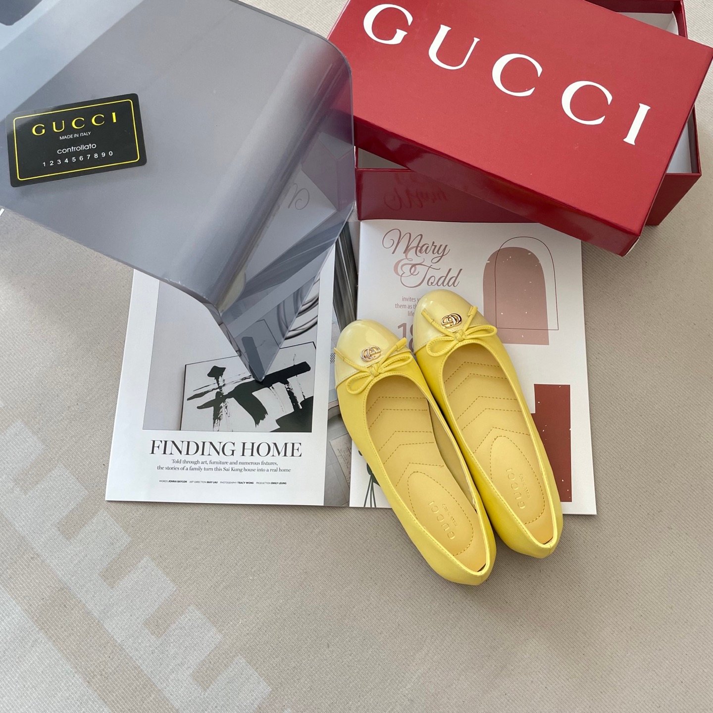 GG GG Marmont Ballet Flats Yellow Leather - Shoes - Image 9