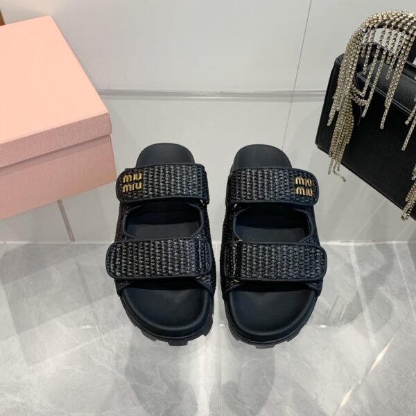 MIU Nappa Leather Slides - Slides