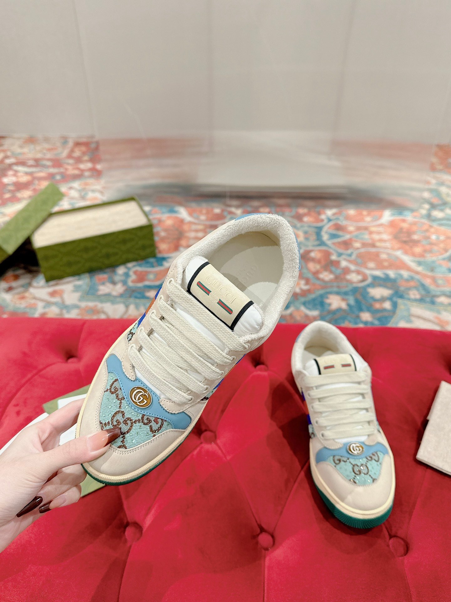 GG GG Screener Beige/Blue Canvas - Sneakers - Image 5