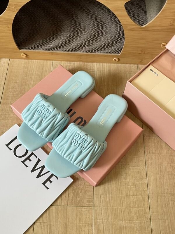 MIU Matelassé Nappa Leather Slides – Slide