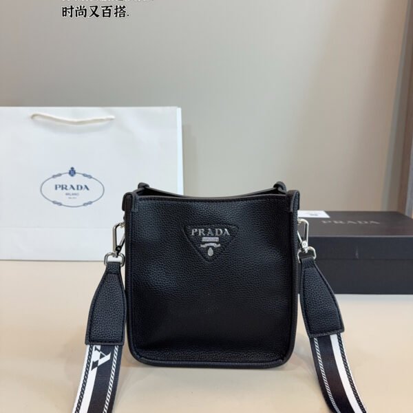 PR Symbole Shoulder Bag Black/White/Grey Leather - Bag