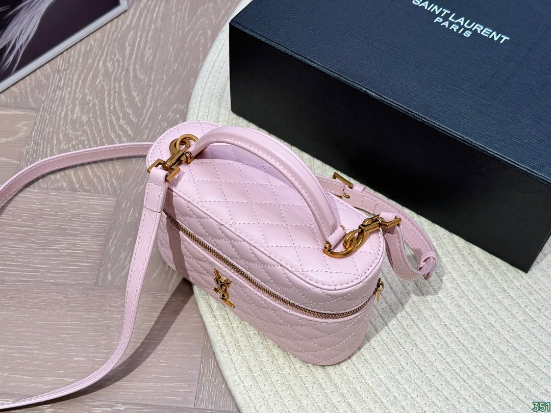YSL Mini Lou Camera Bag Pink Quilted Leather - Bag - Image 2