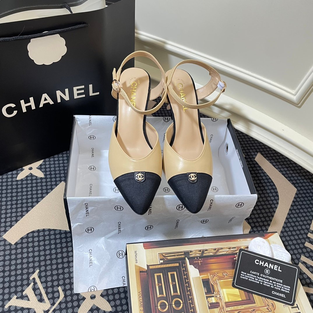 CC Slingback Ballerinas Beige/Black Leather - Heels - Image 2