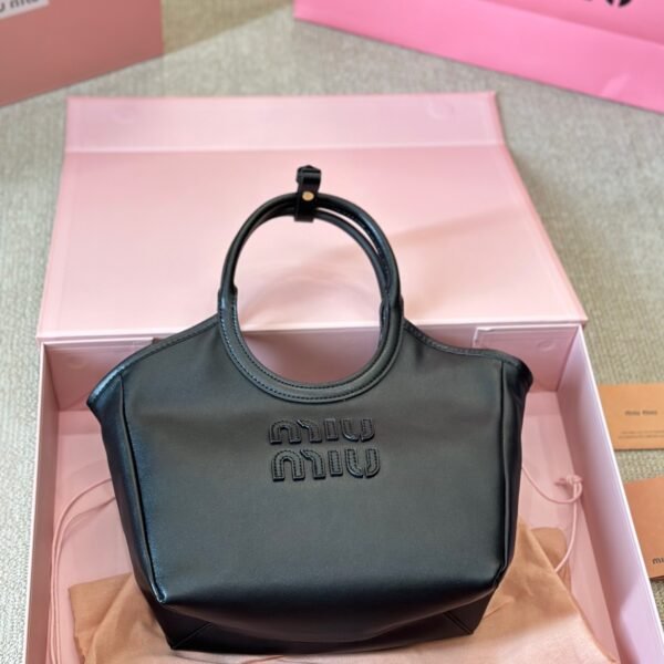 MIU Matelassé Leather Tote Small Black Leather - Bag
