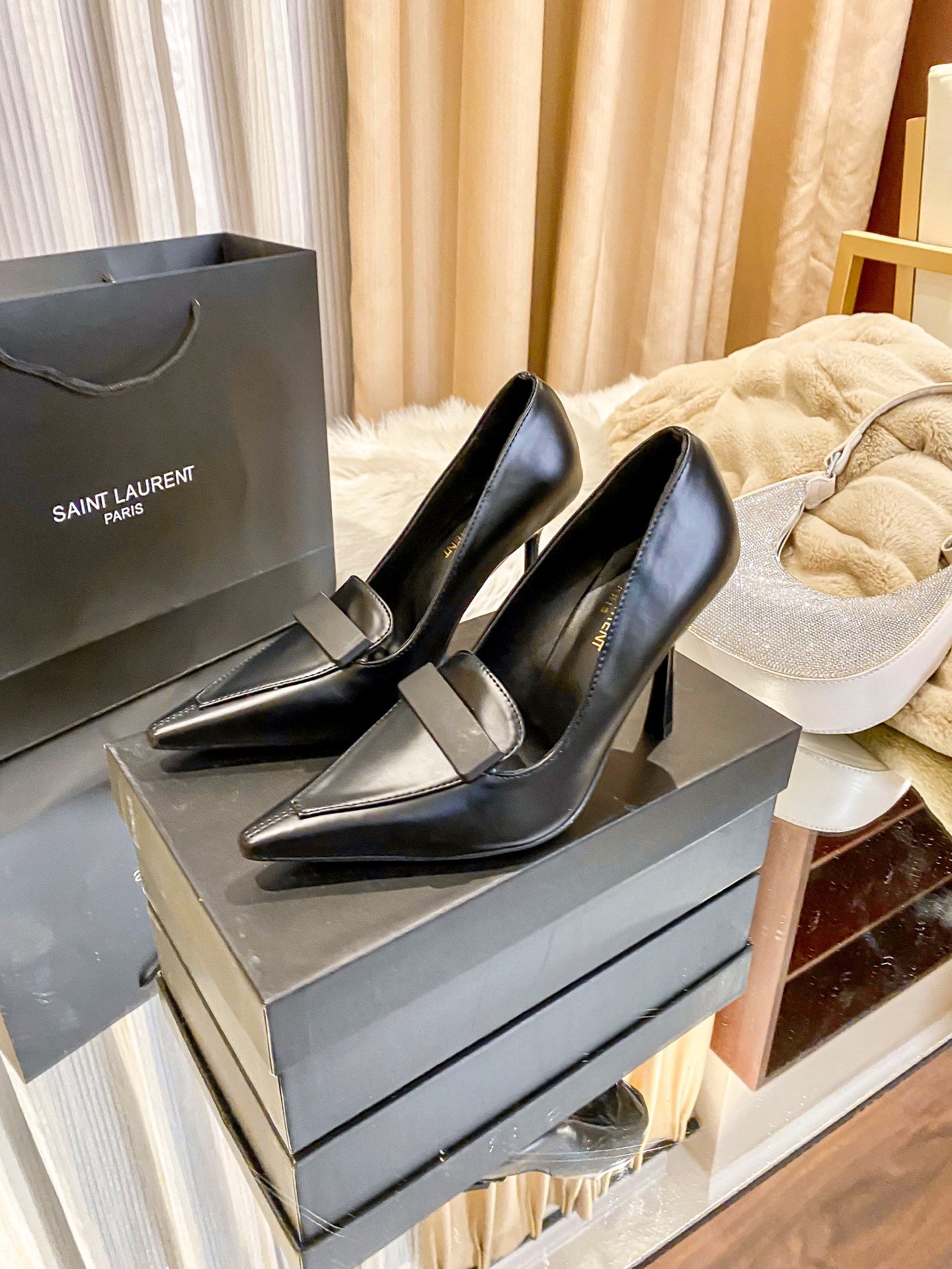 YSL New Retro Loafer Pumps Black Leather - Heels - Image 2