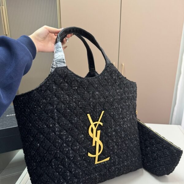 YSL ICARE Maxi Shopping Bag Black Tweed - Bag