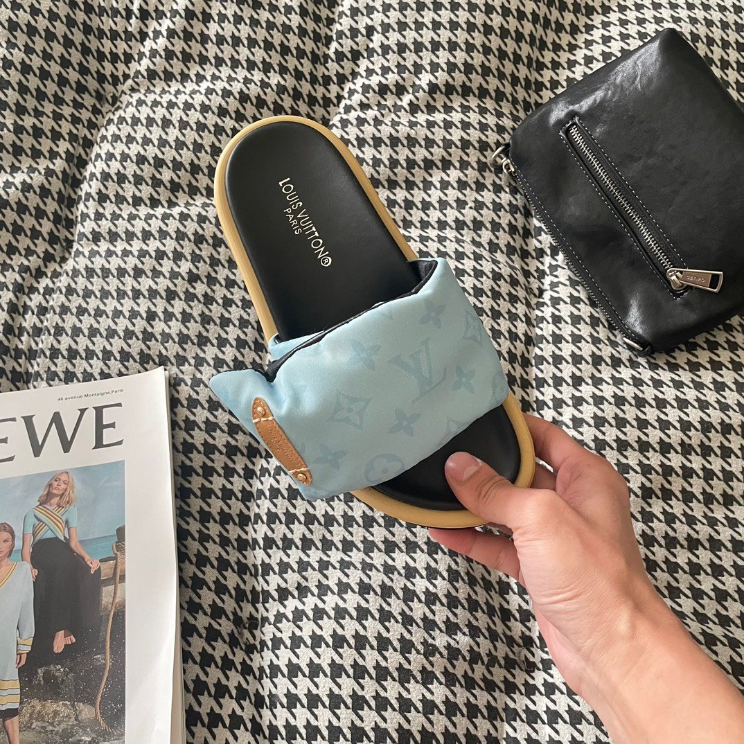 LV Pillow Comfort Slide Blue Monogram - Slides - Image 5