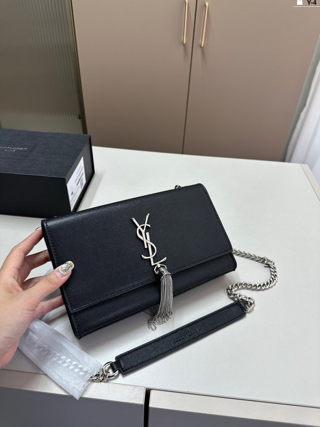 YSL Kate Tassel White/Black Leather - Bag - Image 4