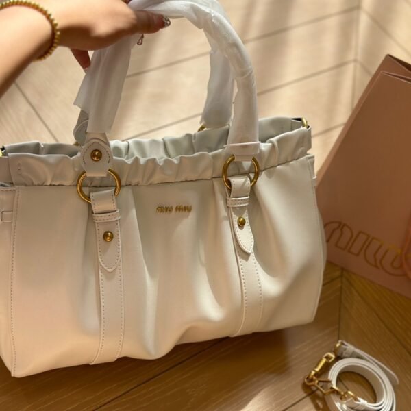 MIU Matelassé Nappa Leather Tote White, Black, Brown Leather - Bag