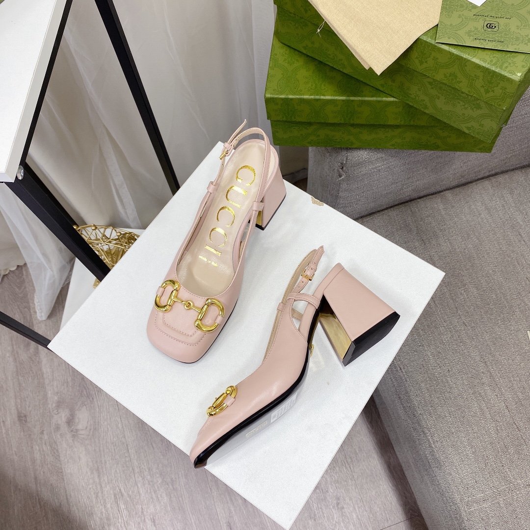 GG Horsebit Slingback Pink Leather - Heels - Image 9