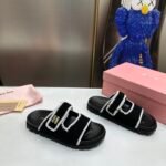 MIU Velcro Knitted Slides – Slides