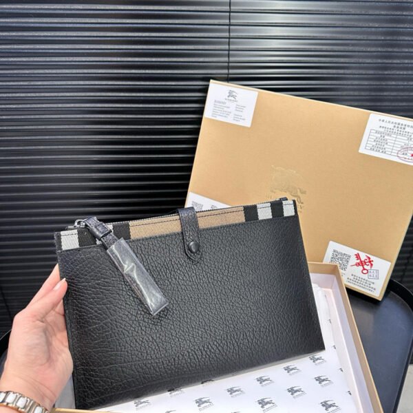 BBR Vintage Check and Leather Pouch Black Leather - Bag