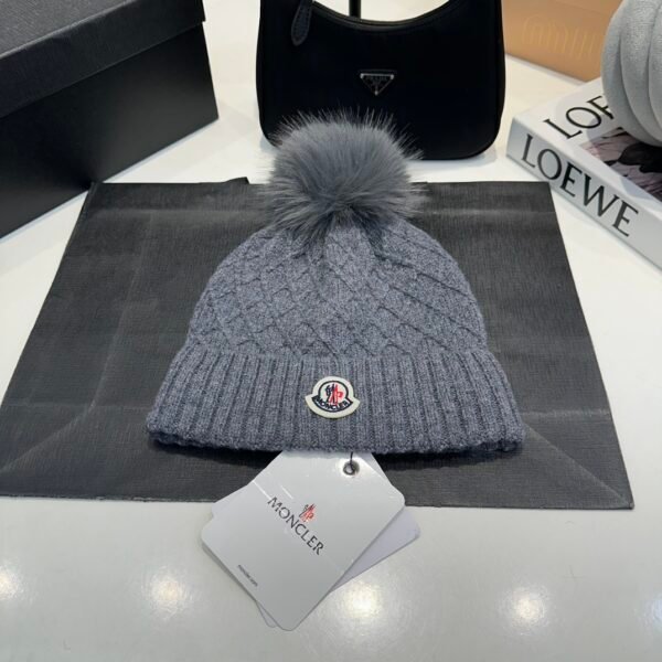 MCL Pom Pom Beanie Grey Wool - Hat
