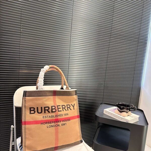 BBR Horseferry Tote Beige Check Canvas - Bag