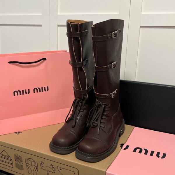 MIU Buckled Knee-High Boots - Boots
