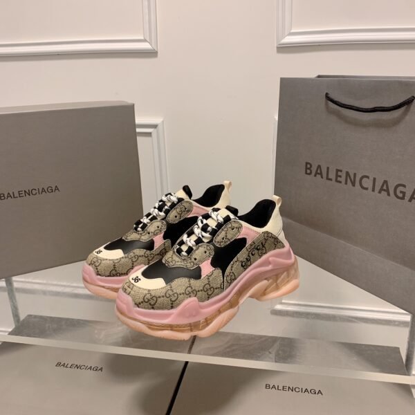 BAL Triple S x GG Beige/Pink GG Canvas - Sneakers