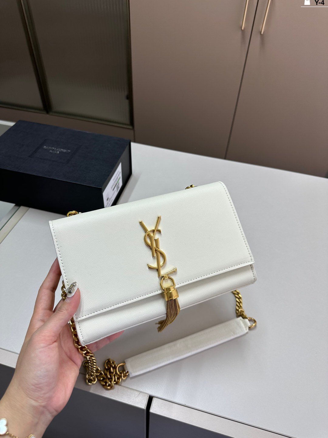 YSL Kate Tassel White/Black Leather - Bag - Image 3