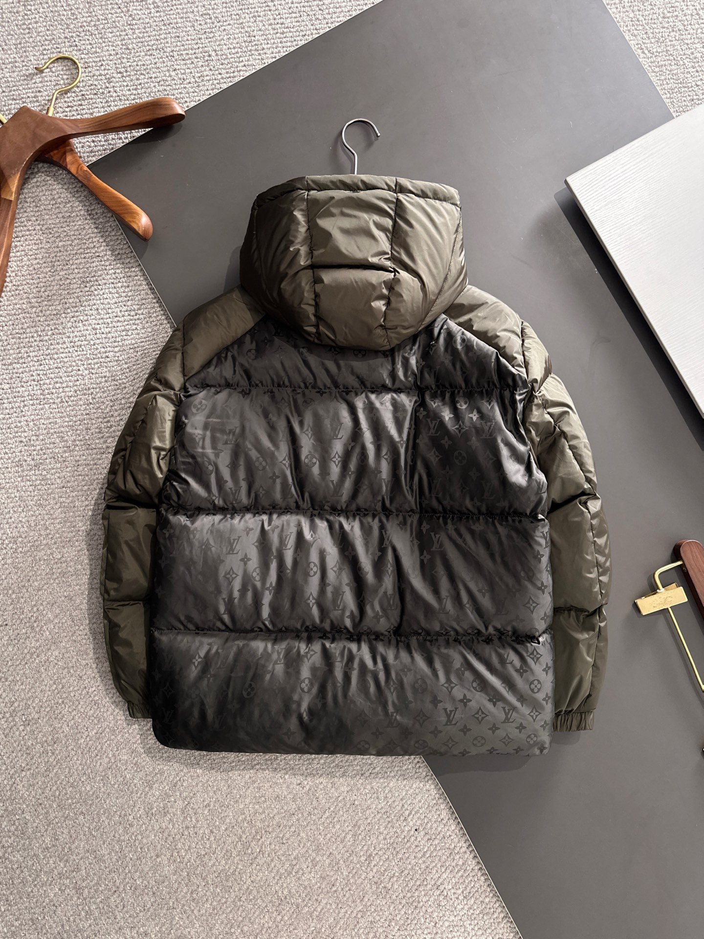 LV Monogram Puffer Jacket Black/Khaki - Jacket - Image 2