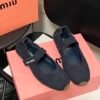 MIU Ballerina Flats Navy Suede - Shoes