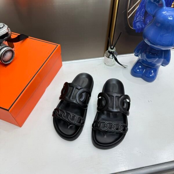 HM Chypre Sandals Black Leather - Sandals
