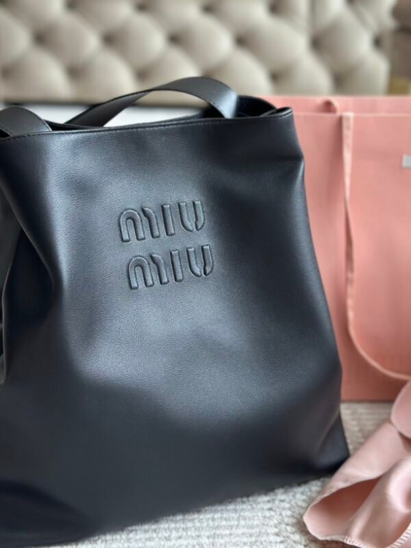 MIU Logo Tote 36cm Black Leather – Bag